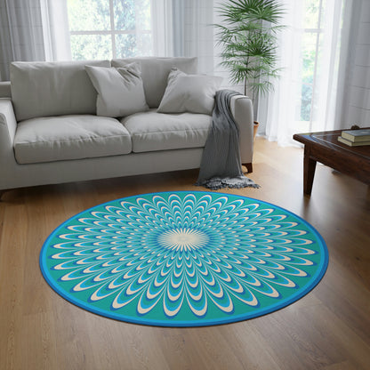 Round Rug Optical blue