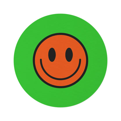 Round Rug Happy Face pattern orange/green