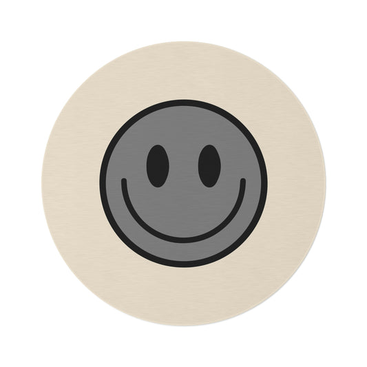 Round Rug Happy Face grey