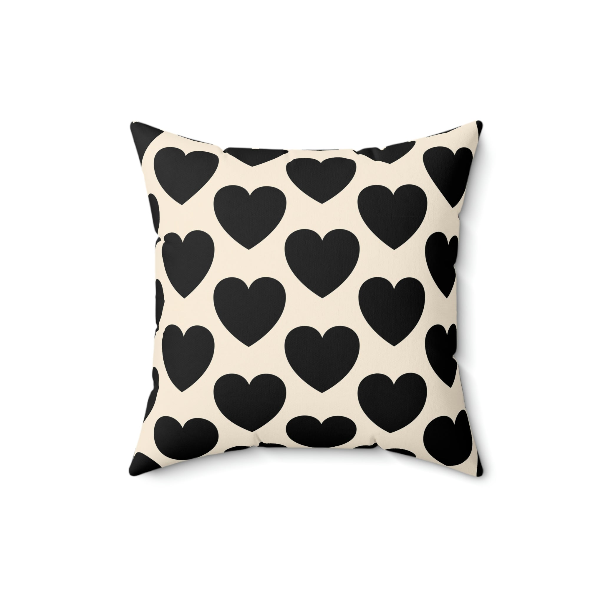 Love Spun Polyester Pillow Heart black pattern