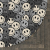 Round Rug Happy Face pattern 2 grey