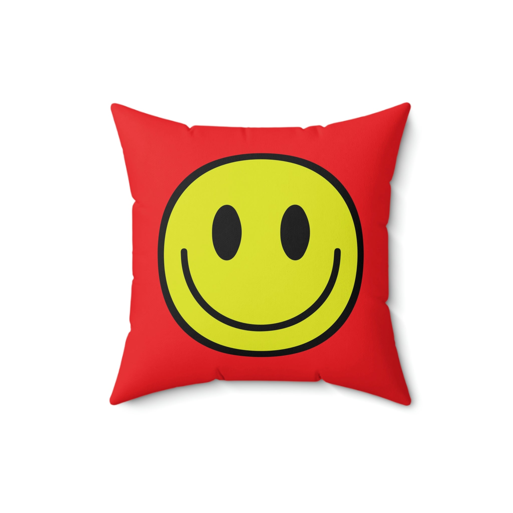Kissen aus gesponnenem Polyester Happy Face gelb/rot
