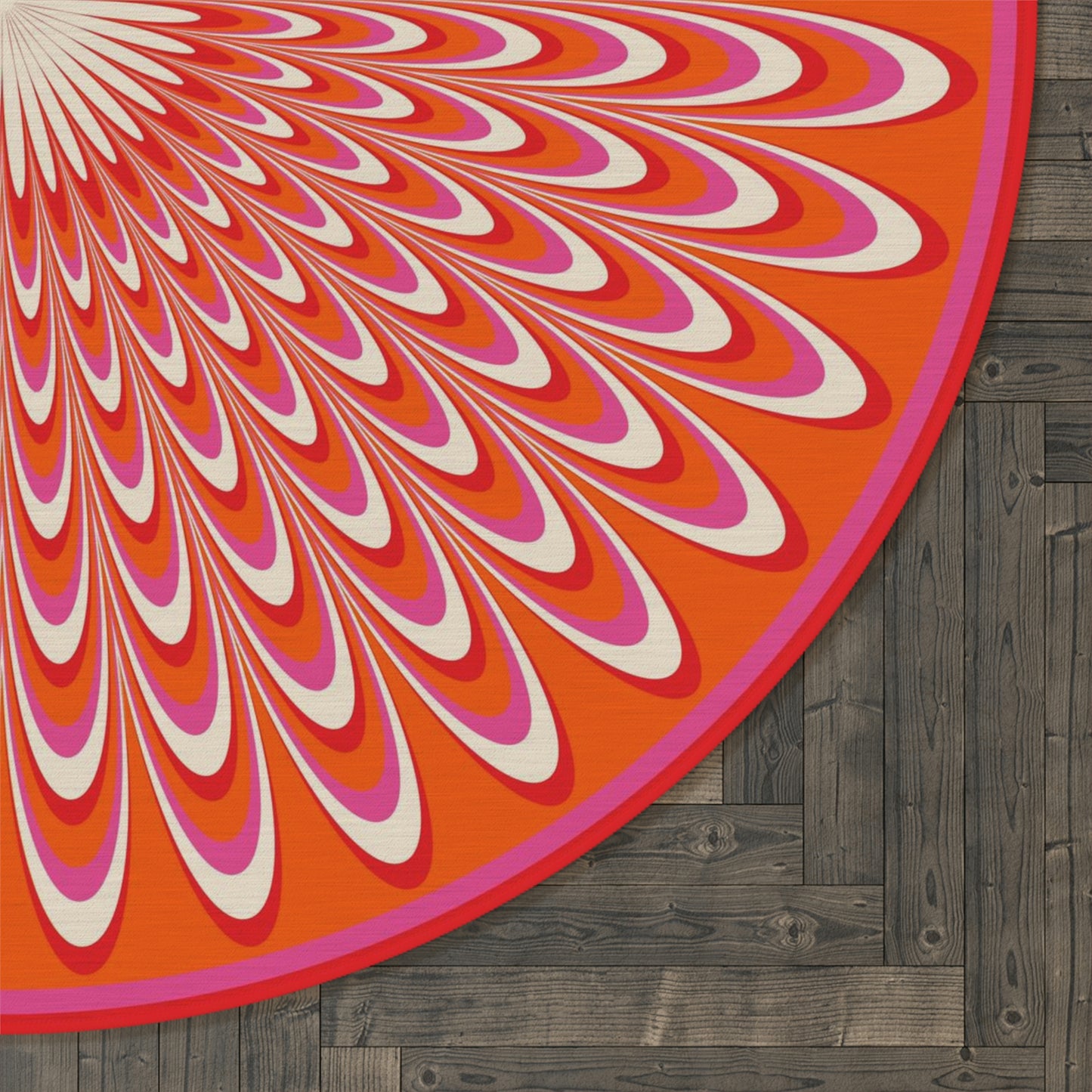 Round Rug Optical red