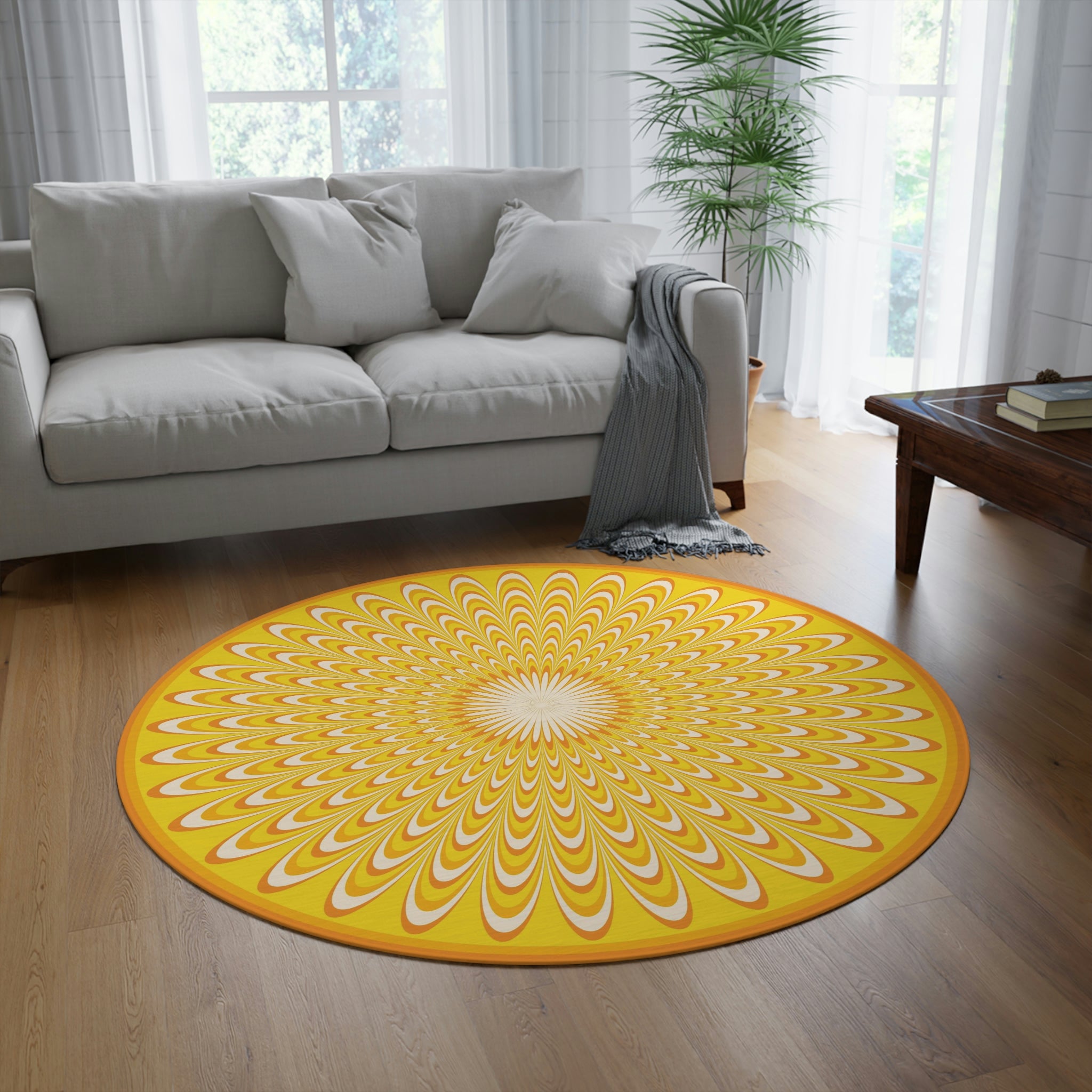 Runder Teppich Optisches Gelb 