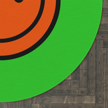 Round Rug Happy Face pattern orange/green