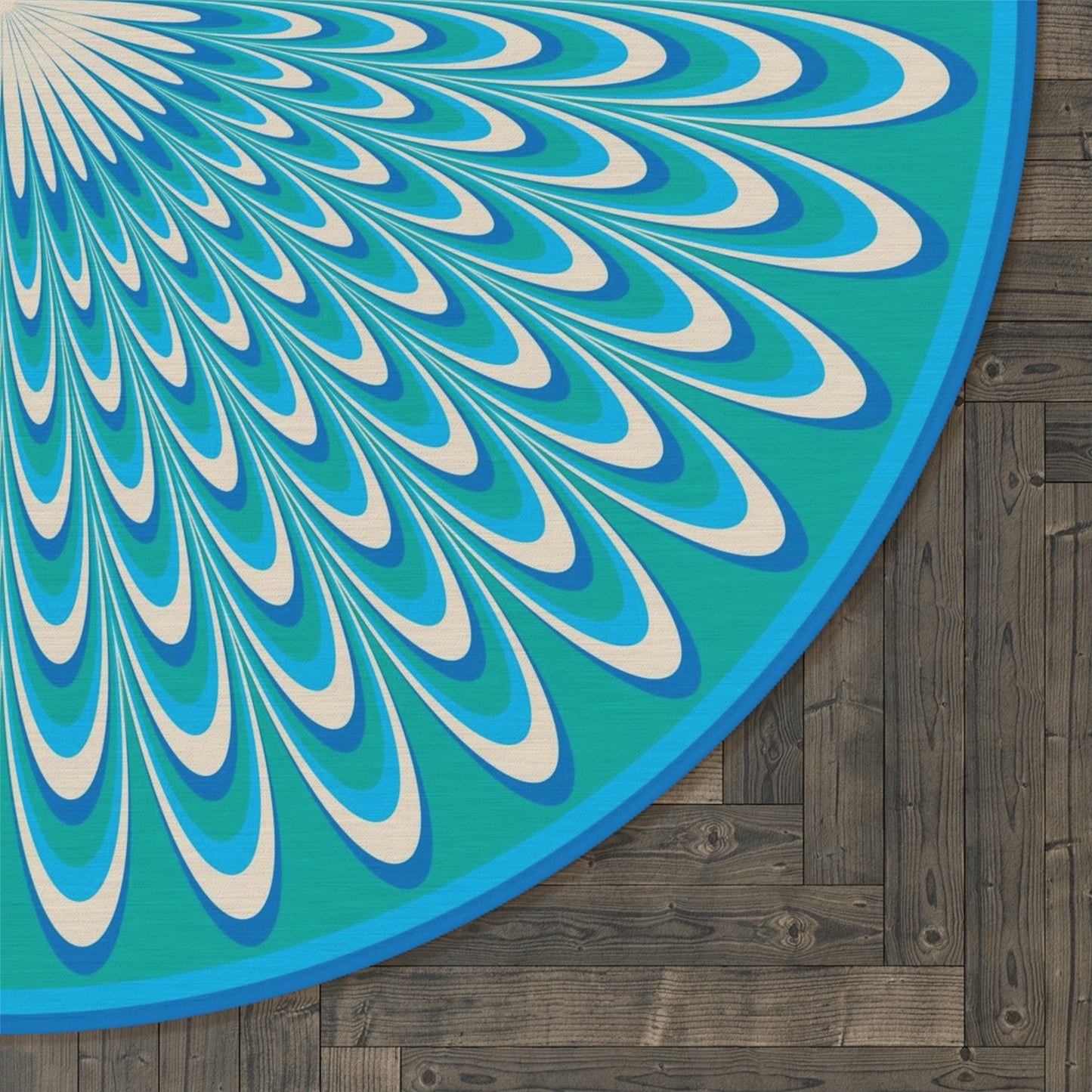 Round Rug Optical blue