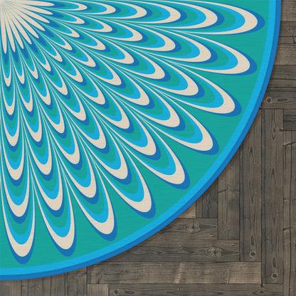 Round Rug Optical blue