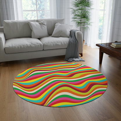 Round Rug Waves rainbow