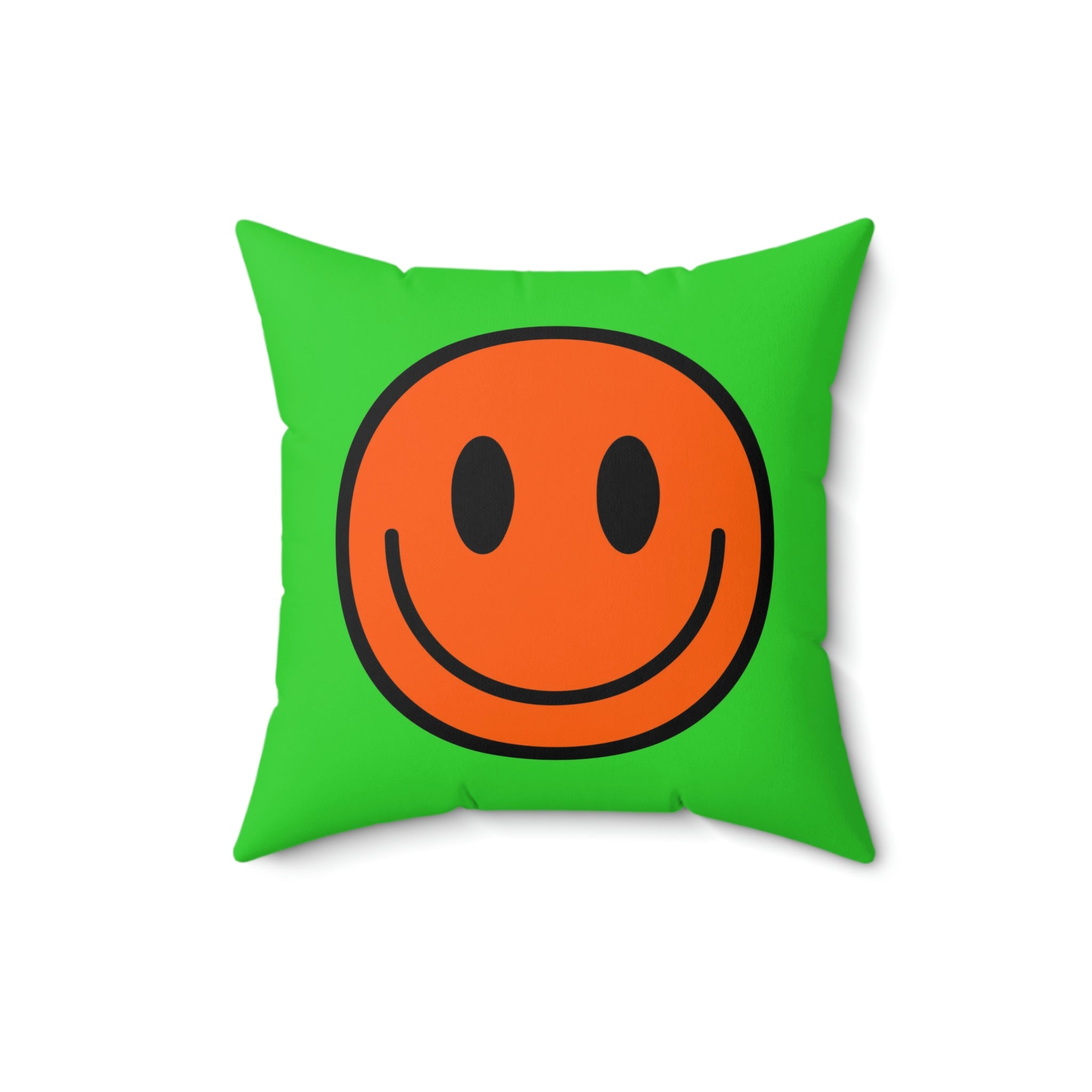 Kissen aus gesponnenem Polyester Happy Face orange/grün