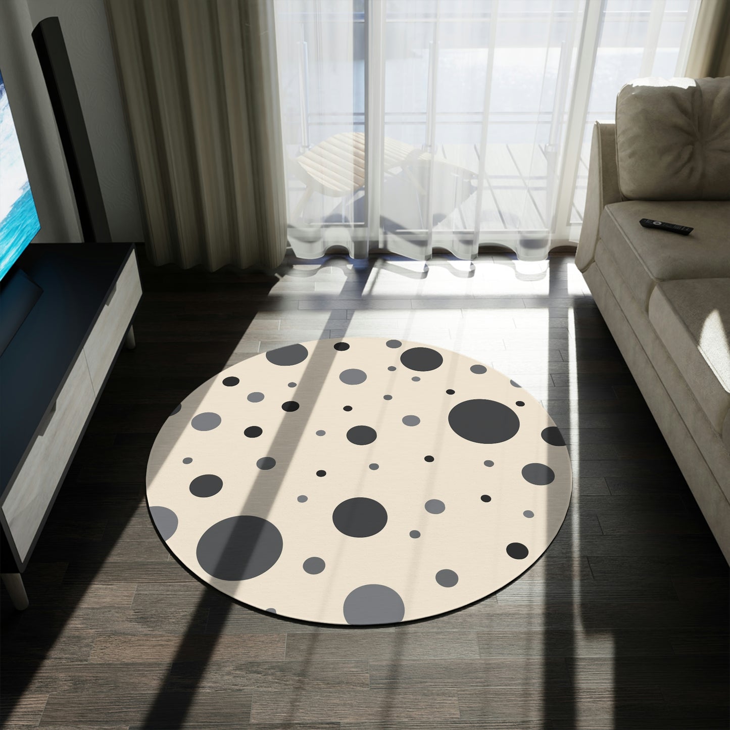 Round Rug Dots 1 grey