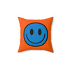 Kissen aus gesponnenem Polyester Happy Face blau/orange
