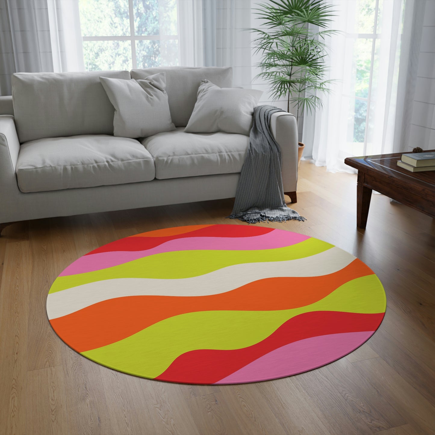 Round Rug Waves color warm