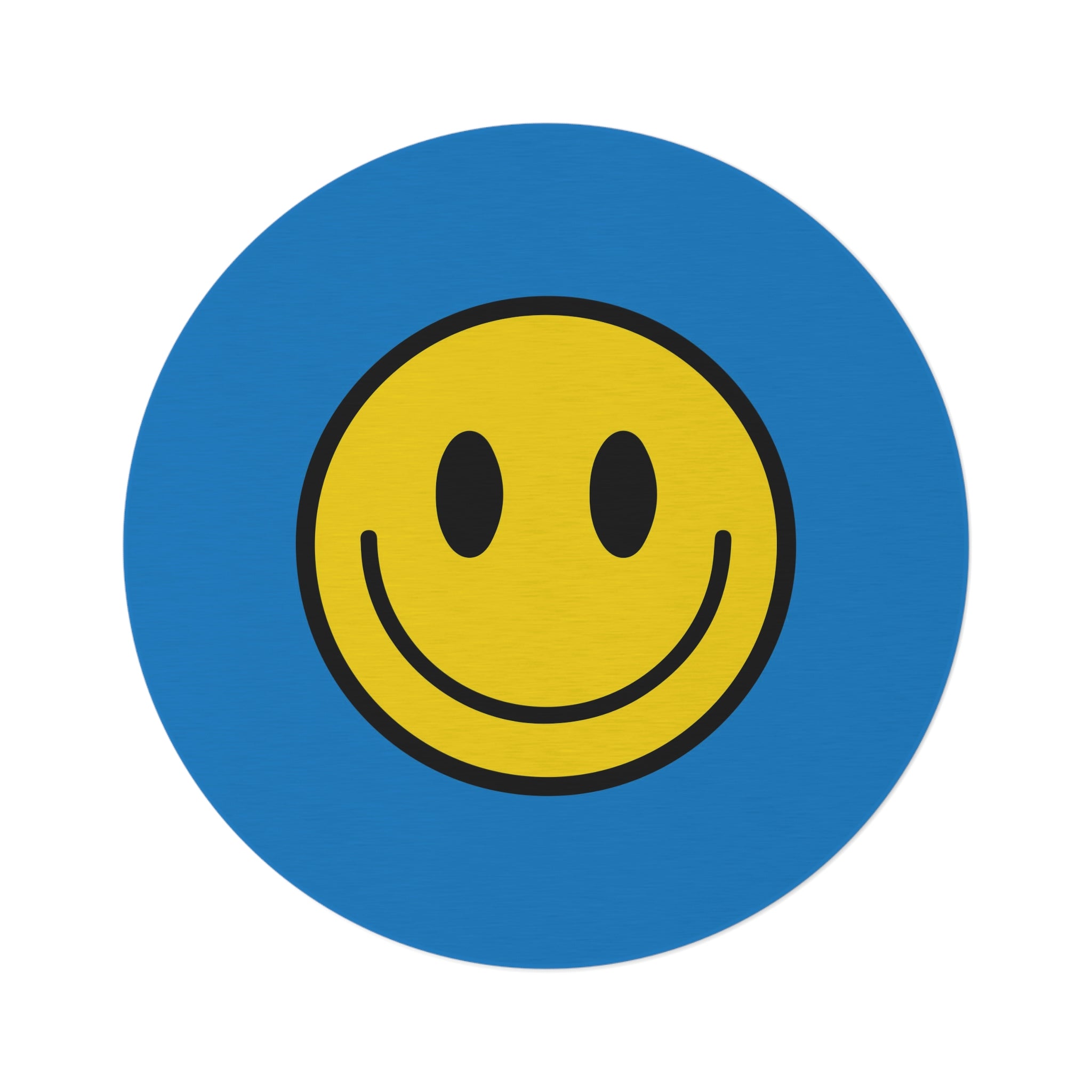 Alfombra Redonda Motivo Happy Face amarillo/azul 