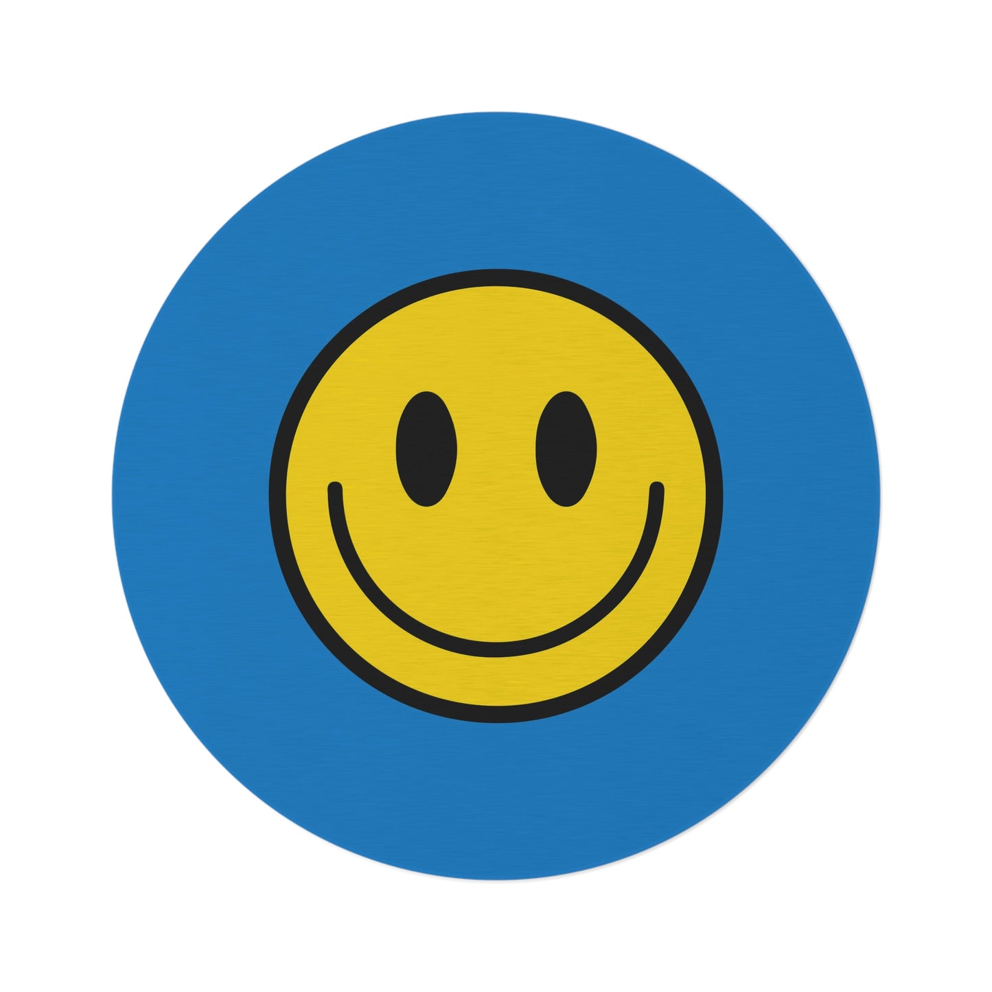 Round Rug Happy Face pattern yellow/blue