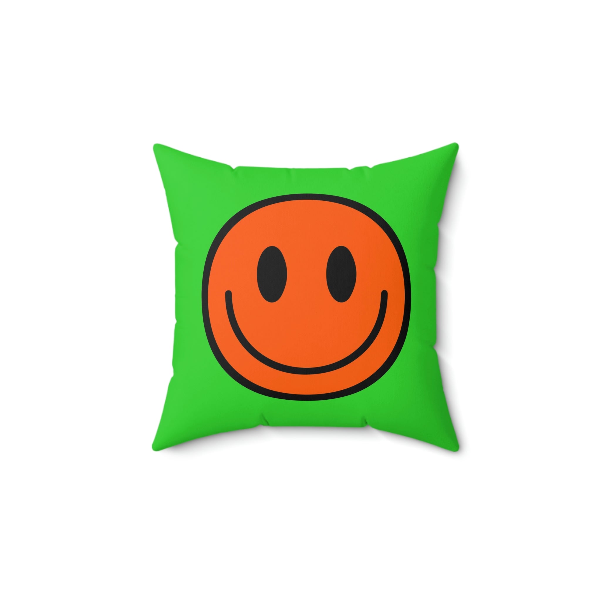 Kissen aus gesponnenem Polyester Happy Face orange/grün