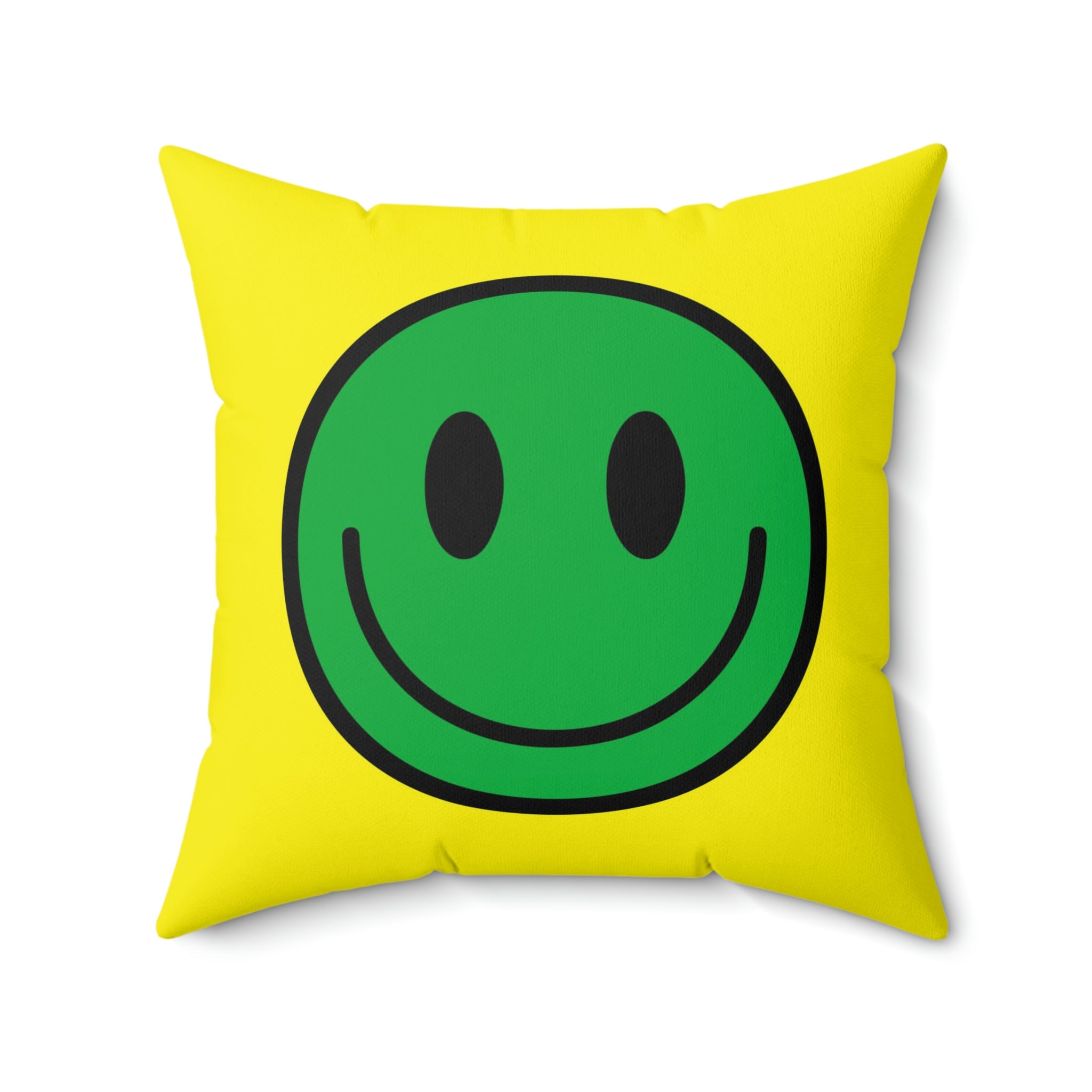 Cojín de poliéster hilado Happy Face verde/amarillo