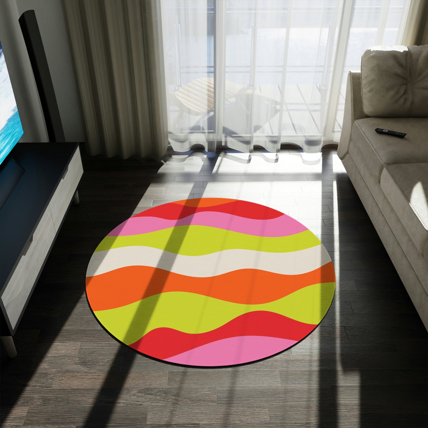 Round Rug Waves color warm