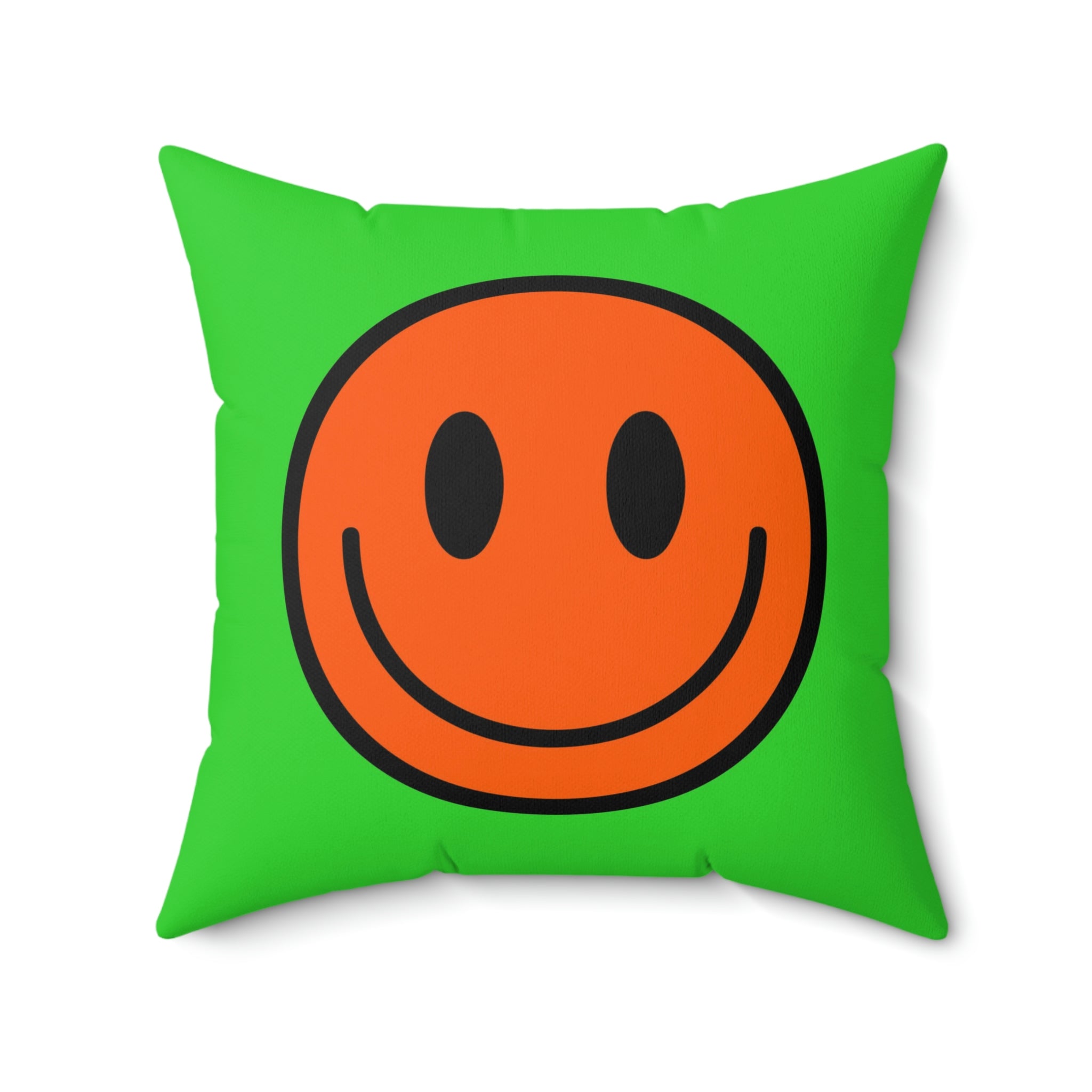 Cojín de Poliéster Spun Happy Face naranja/verde