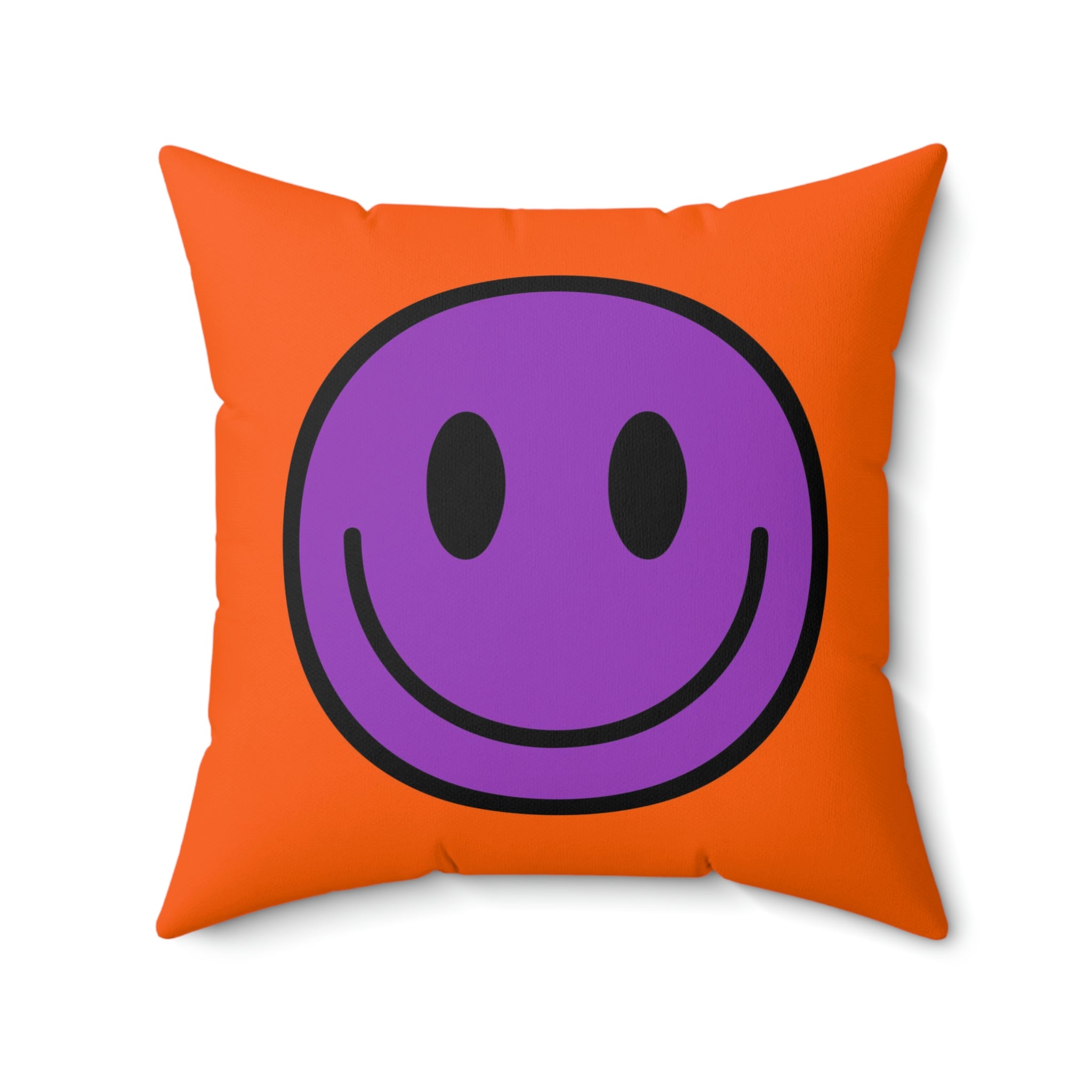 Spun Polyester Pillow Happy Face purple/orange