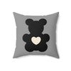 Love Spun Polyester Pillow Black Teddy bear