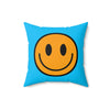 Spun Polyester Pillow Happy Face yellow/blue