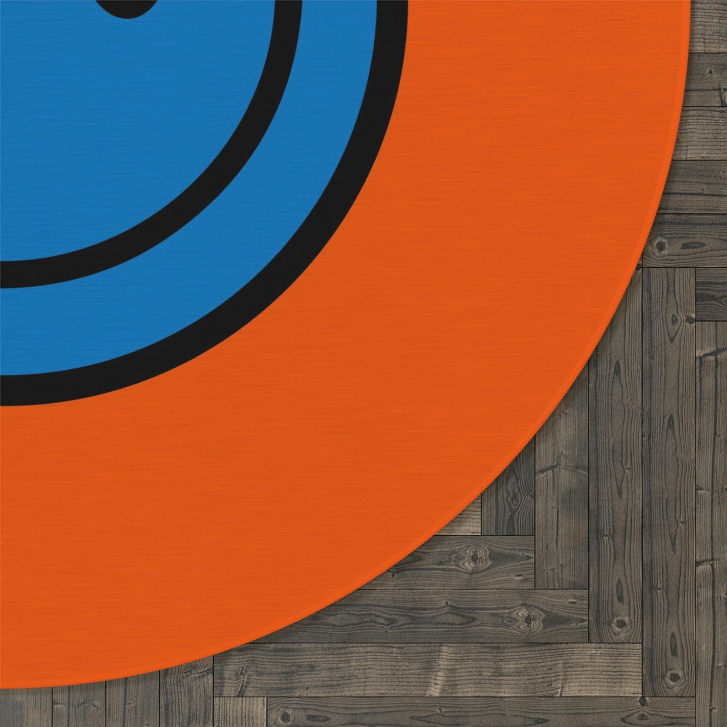 Round Rug Happy Face pattern blue/orange