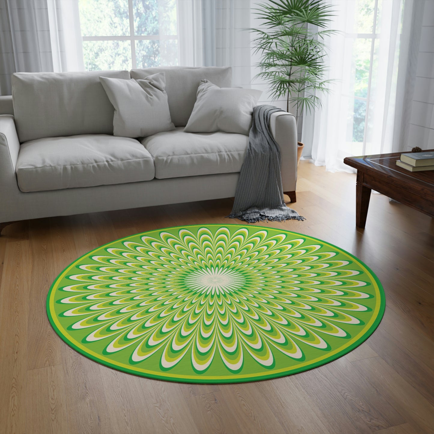 Round Rug Optical green