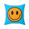 Kissen aus gesponnenem Polyester Happy Face gelb/blau