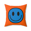 Cojín de poliéster hilado Happy Face azul/naranja