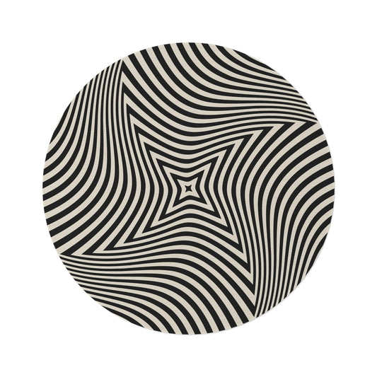 Round Rug Optical grey 1